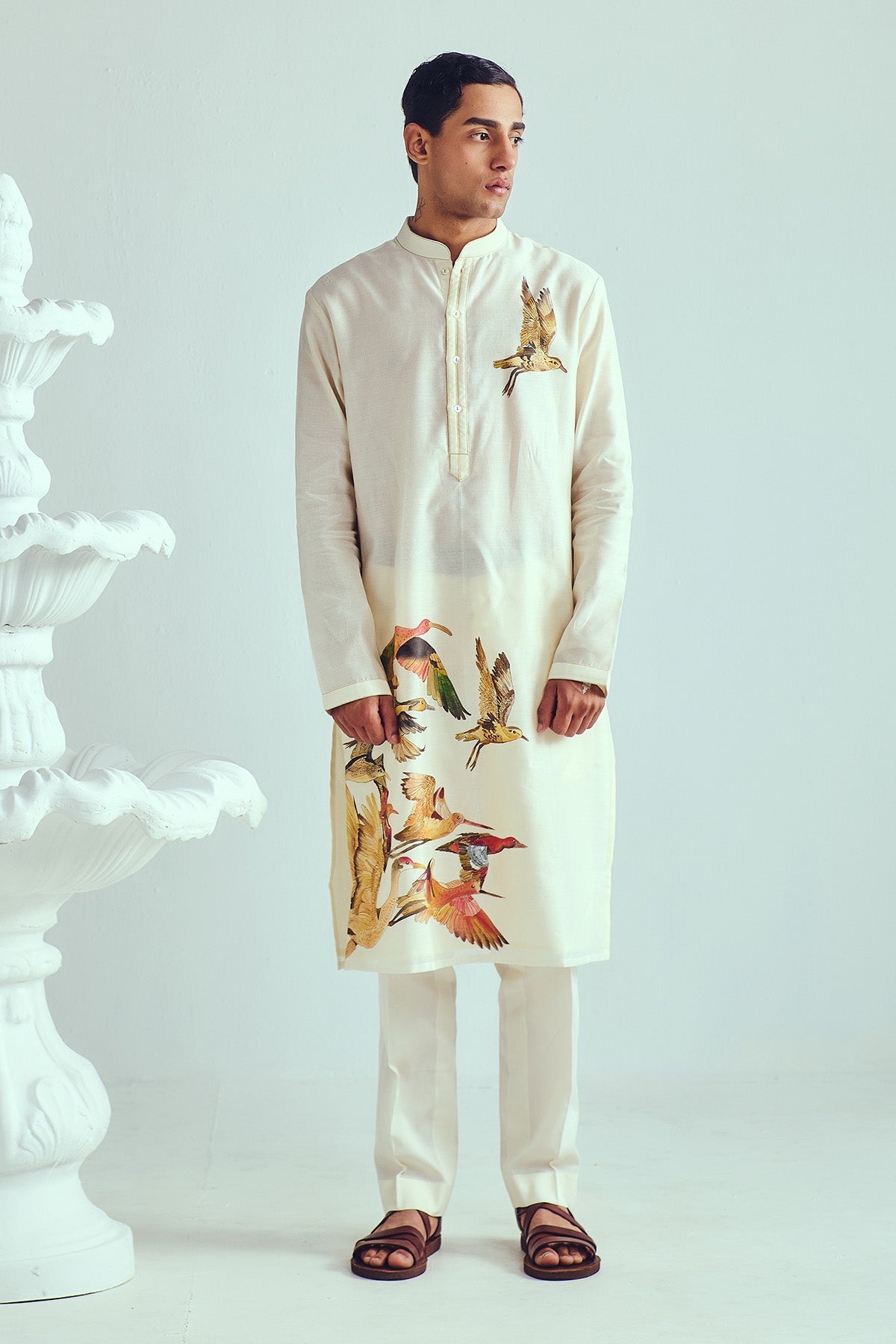 Buy Birds Hand Painted Kurta Set by WABI SABI for Men online at ScrollnShops